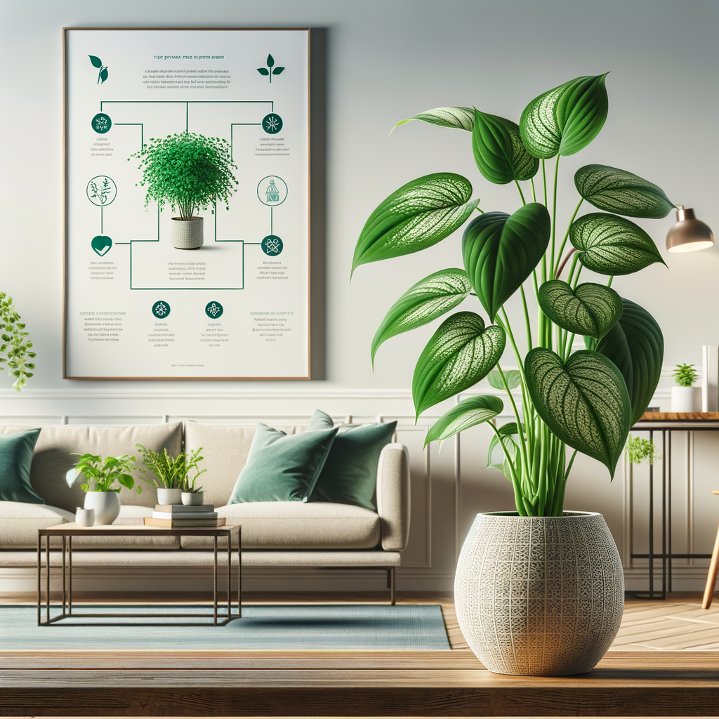 Vibrant Pothos plant in home decor setting illustrating indoor Pothos plant benefits, care tips, and air purification qualities for a healthier home environment.