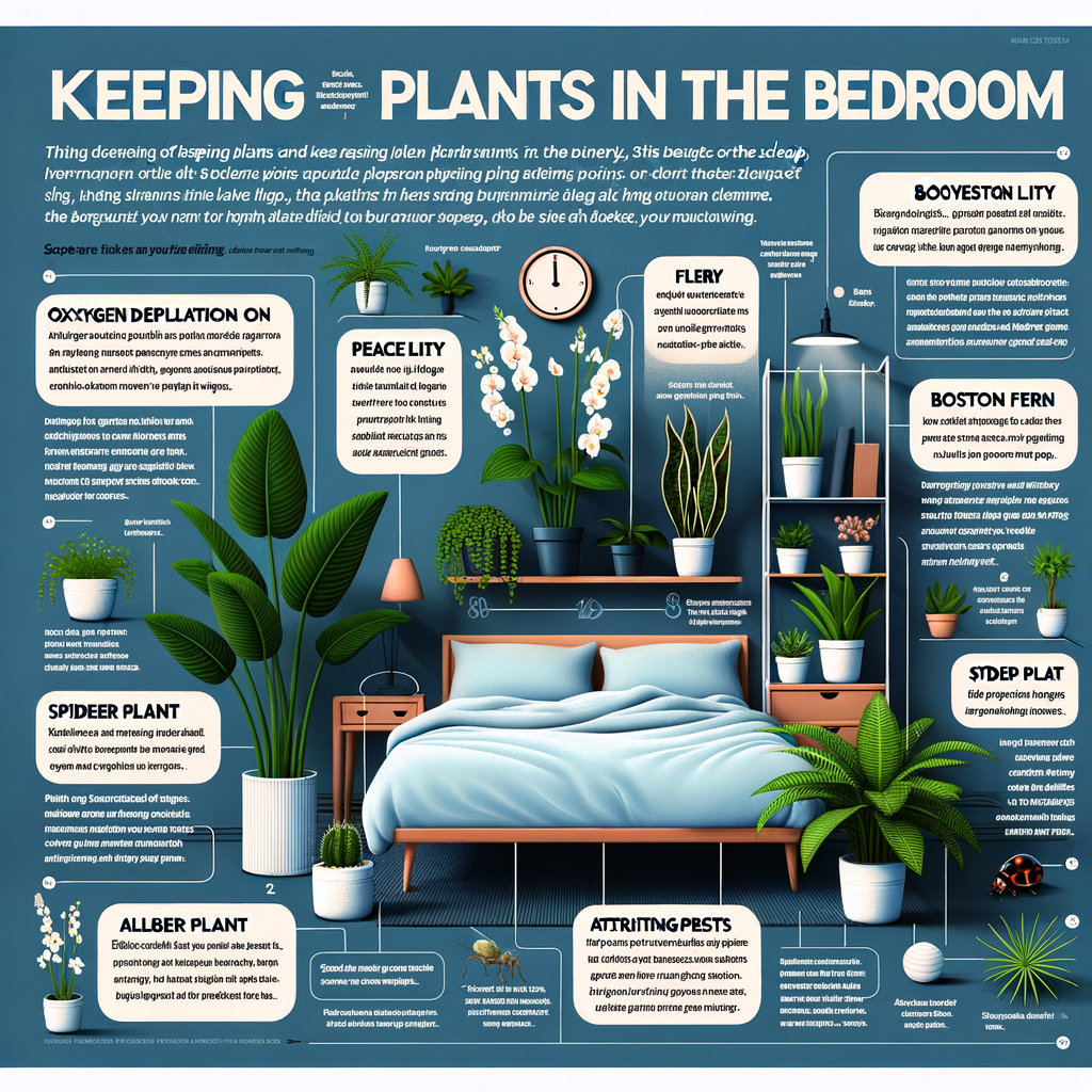 Infographic illustrating the harmful effects of bedroom plants on sleep, debunking bedroom plant myths and highlighting reasons to avoid indoor plants in the sleeping area due to potential dangers.
