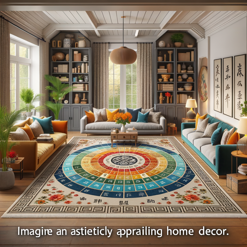 Feng Shui home decor with lucky rugs and carpets enhancing positive energy, demonstrating the benefits of Feng Shui in interior design and home improvement.