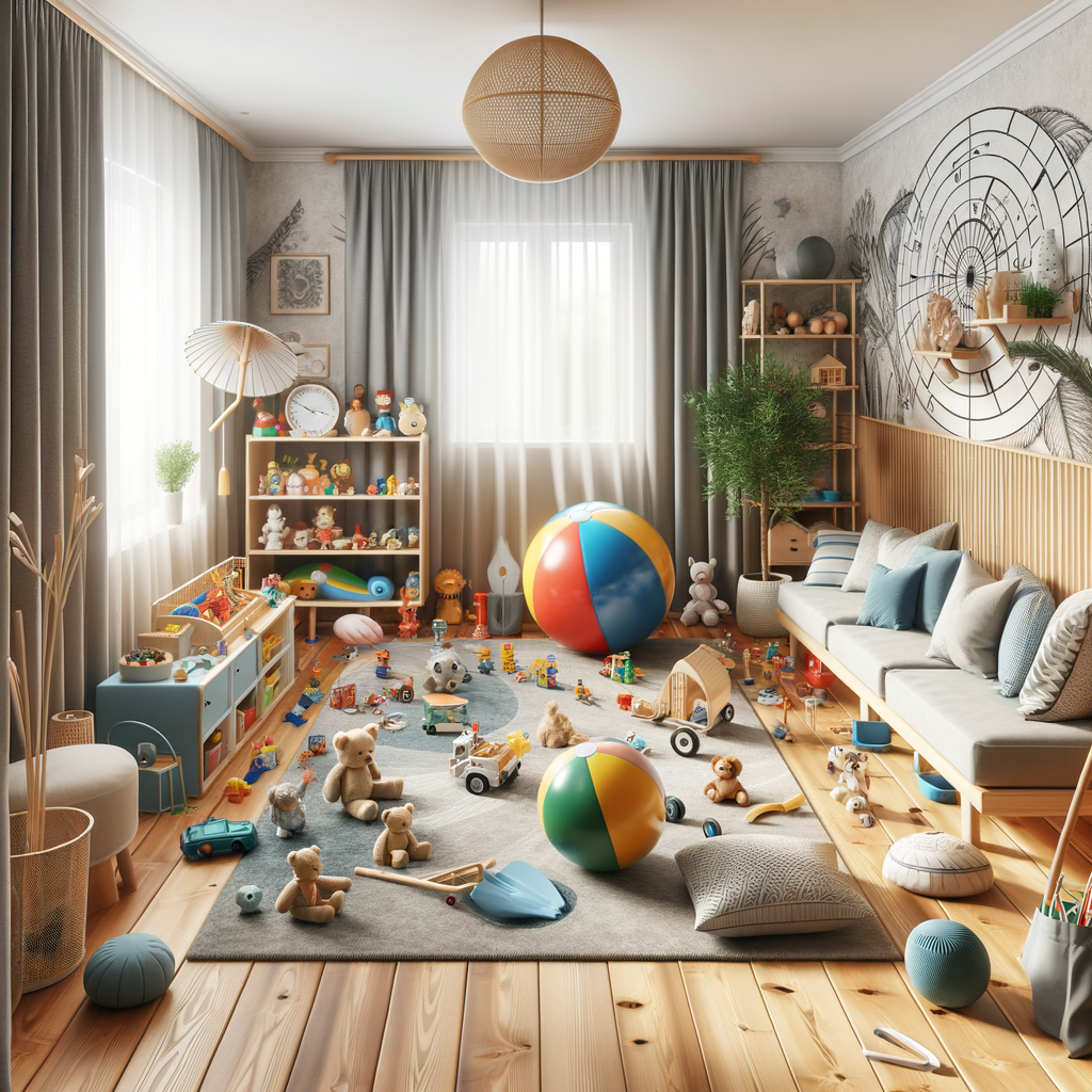 Harmonious children's play area in a home setting, expertly arranged using Feng Shui techniques for home harmony and balance.