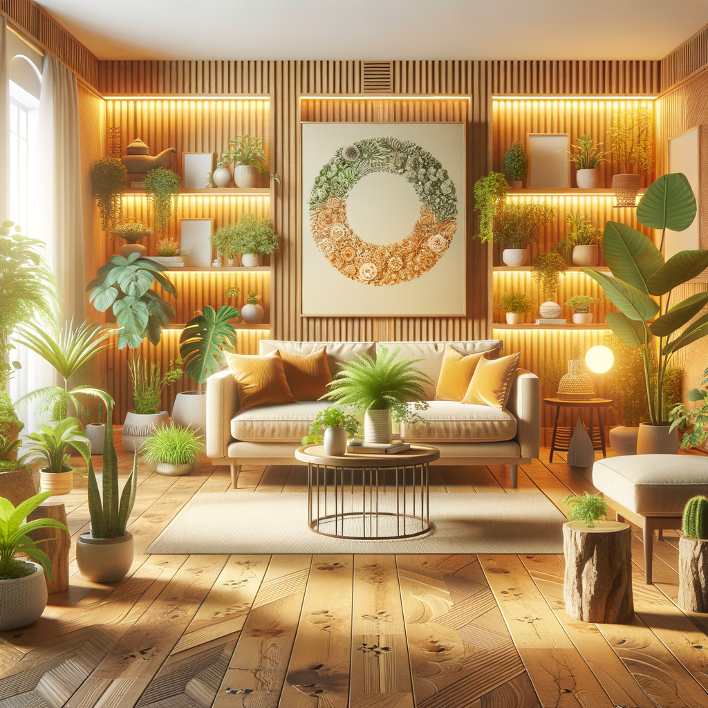 Harmonious living room showcasing optimal Feng Shui plant placement and positioning for maximizing positive energy flow, featuring best plants for Feng Shui strategically located for energy enhancement.