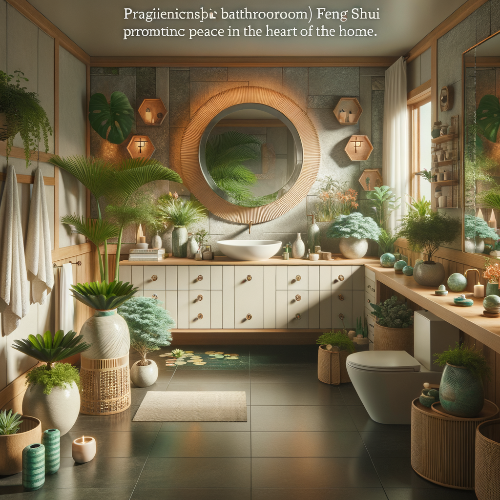 Inviting Feng Shui bathroom design with balanced layout and calming colors, showcasing Feng Shui techniques and tips for creating a relaxing bathroom retreat in home design.