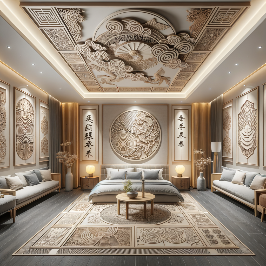Harmonious Feng Shui ceilings showcasing the best ceiling designs for home improvement, reflecting Feng Shui wisdom and interior design principles.